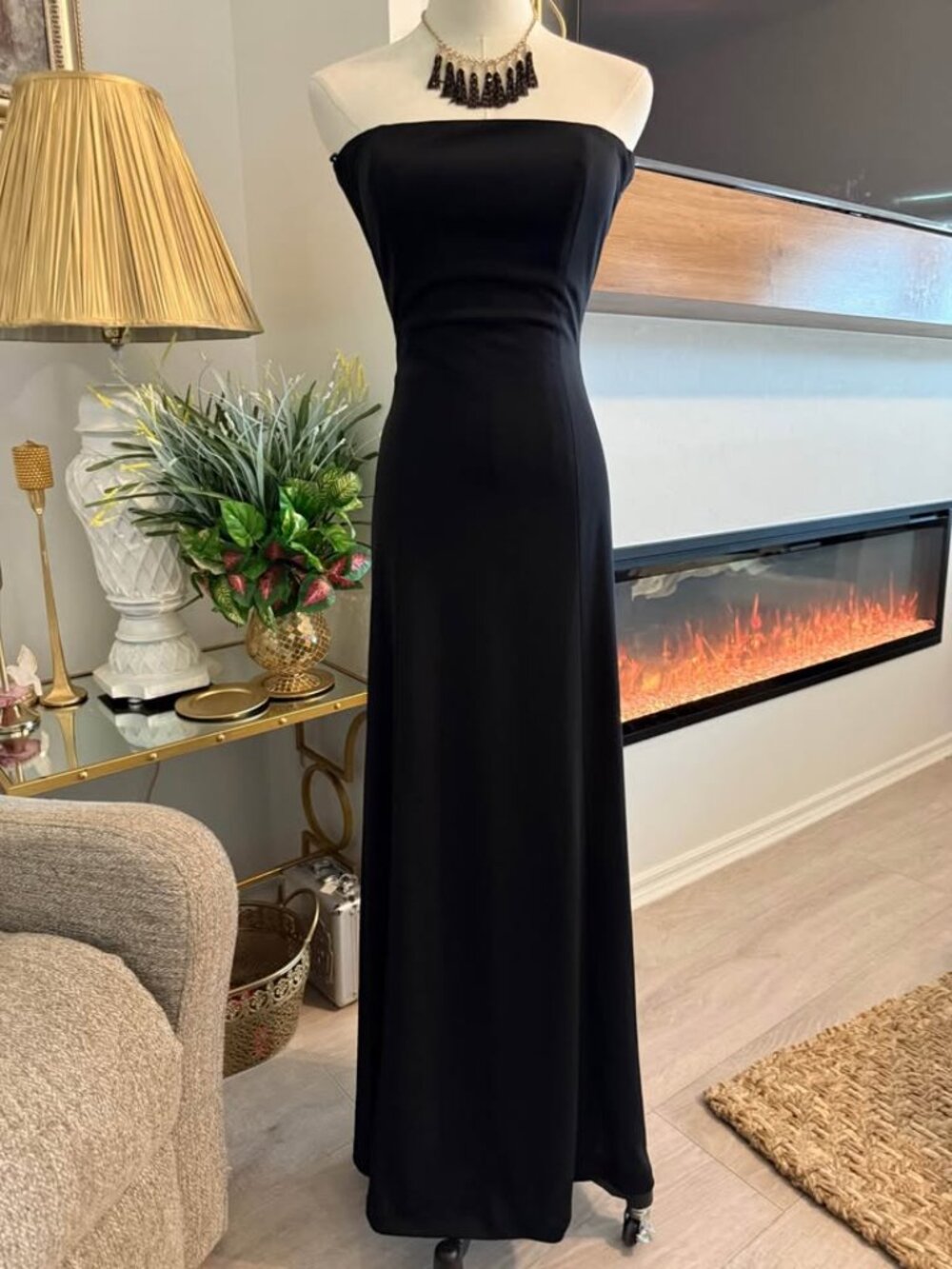 Black Strapless Maxi Dress Women Elegant Formal Evening Gown Minimalist